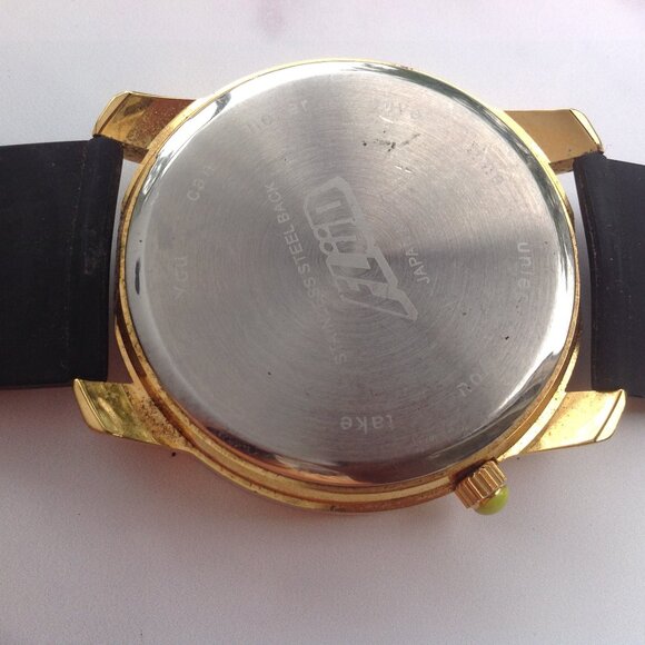 Flud Spinning Gold Record Quartz Watch Gold w Black Enamel - Picture 14 of 16